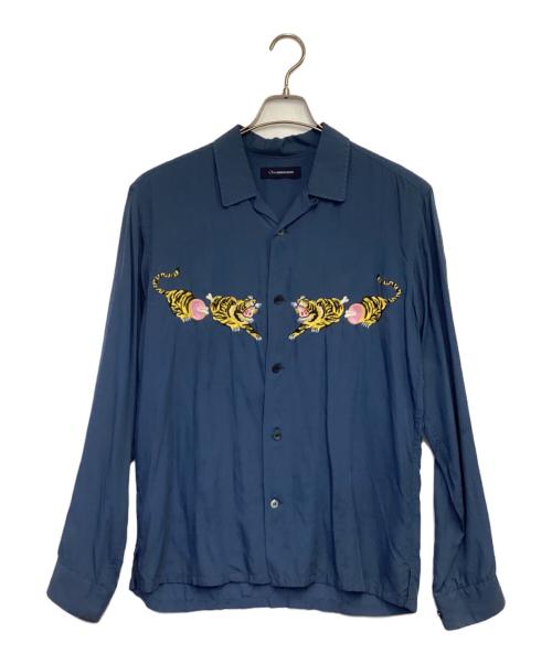 JohnUNDERCOVER（ジョンアンダーカバー）JohnUNDERCOVER (ジョンアンダーカバー) オープンカラーシャツ ブルー サイズ:3の古着・服飾アイテム