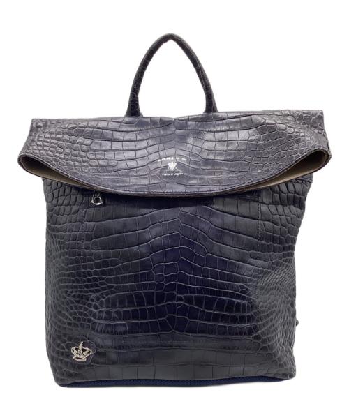 A.D.M.J.（エーディーエムジェイ）A.D.M.J. (エーディーエムジェイ) クロコ型押し リュック ブルーの古着・服飾アイテム