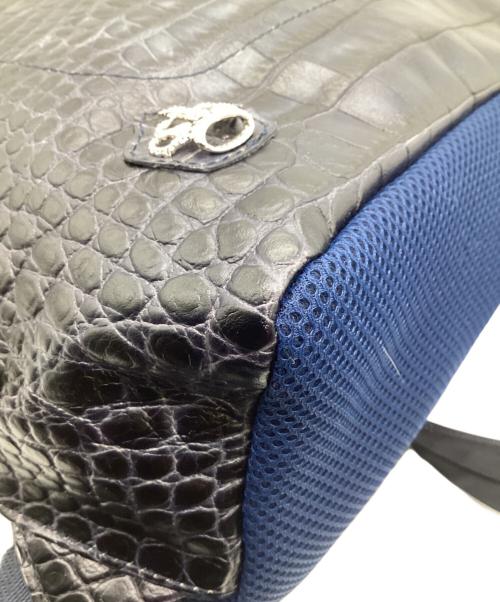 A.D.M.J.（エーディーエムジェイ）A.D.M.J. (エーディーエムジェイ) クロコ型押し リュック ブルーの古着・服飾アイテム