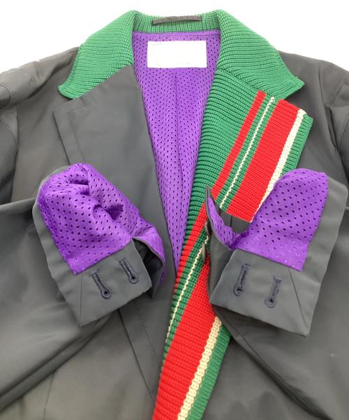 KOLOR（カラー）KOLOR (カラー) ナイロンタッサーコーティング2Bテーラードジャケット ネイビー×グリーン サイズ:Ｆの古着・服飾アイテム