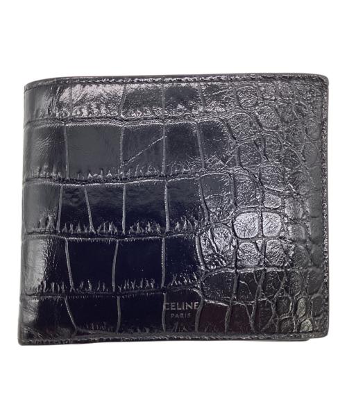 CELINE（セリーヌ）CELINE (セリーヌ) クロコダイル型押し 2つ折り財布 ブラックの古着・服飾アイテム