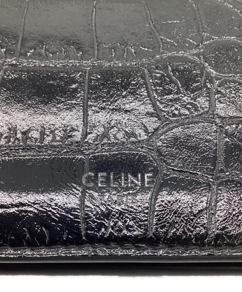 CELINE（セリーヌ）CELINE (セリーヌ) クロコダイル型押し 2つ折り財布 ブラックの古着・服飾アイテム