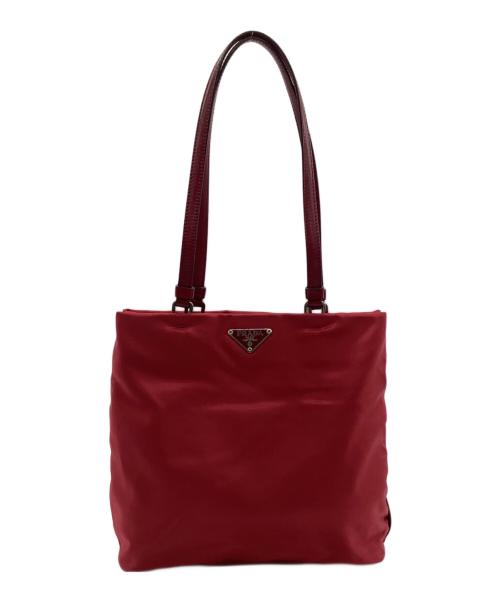 PRADA（プラダ）PRADA (プラダ) ナイロンハンドバッグ レッドの古着・服飾アイテム