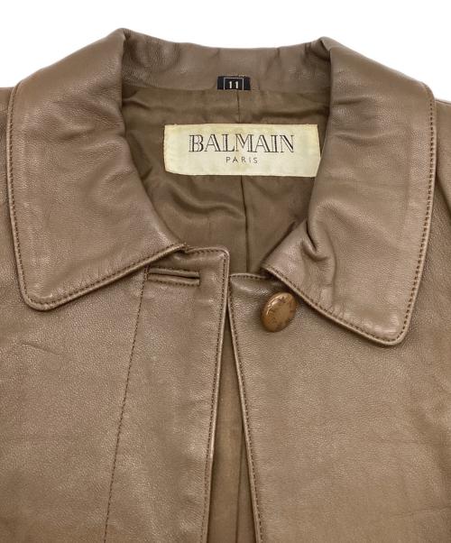 BALMAIN（バルマン）BALMAIN (バルマン) ラムレザージャケット ブラウン サイズ:11の古着・服飾アイテム