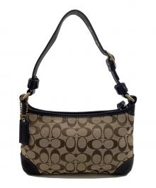 COACH（コーチ）の古着「シグネチャー ワンショルダーバッグ」｜ベージュ×ブラック