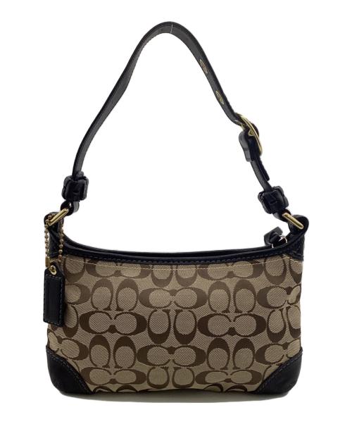 COACH（コーチ）COACH (コーチ) シグネチャー ワンショルダーバッグ ベージュ×ブラックの古着・服飾アイテム