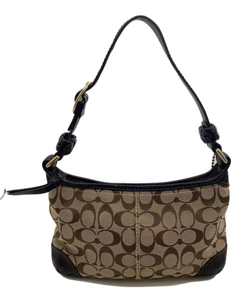 COACH（コーチ）COACH (コーチ) シグネチャー ワンショルダーバッグ ベージュ×ブラックの古着・服飾アイテム