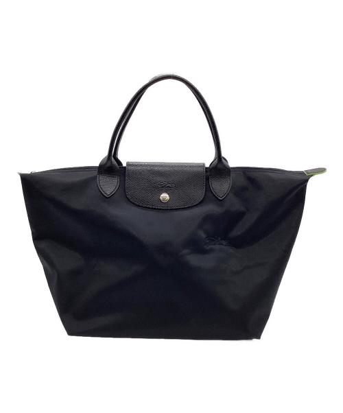 LONGCHAMP（ロンシャン）LONGCHAMP (ロンシャン) ル プリアージュ グリーン M トップハンドルバッグ ブラックの古着・服飾アイテム