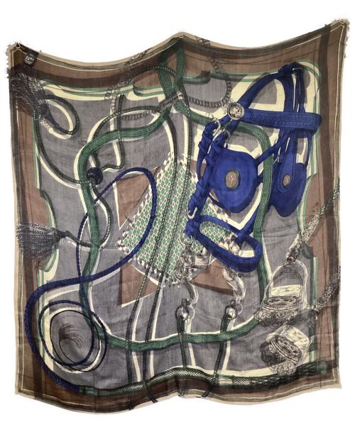 manipuri（マニプリ）manipuri (マニプリ) ウールシルクストール ブラウン×グレーの古着・服飾アイテム