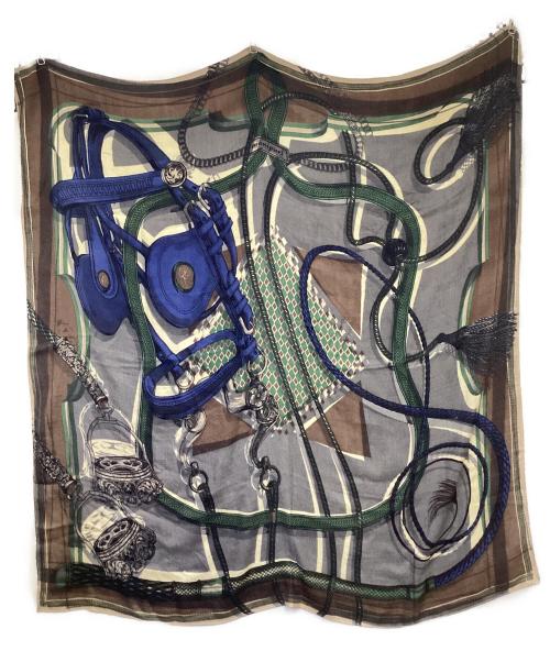 manipuri（マニプリ）manipuri (マニプリ) ウールシルクストール ブラウン×グレーの古着・服飾アイテム