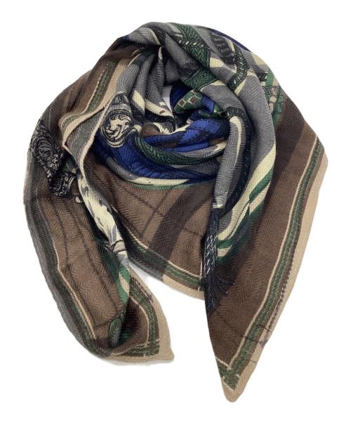 manipuri（マニプリ）manipuri (マニプリ) ウールシルクストール ブラウン×グレーの古着・服飾アイテム