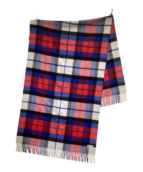 JOHNSTONS OF ELGIN（ジョンストンズオブエルガン）JOHNSTONS OF ELGIN (ジョンストンズオブエルガン) カシミヤストール ブルー×レッドの古着・服飾アイテム