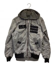 DIESEL（ディーゼル）の古着「レイヤード ボンバージャケット」｜グレー