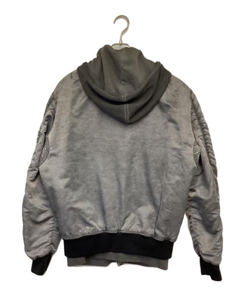 DIESEL（ディーゼル）DIESEL (ディーゼル) レイヤード ボンバージャケット グレー サイズ:Lの古着・服飾アイテム