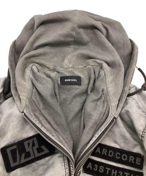 DIESEL（ディーゼル）DIESEL (ディーゼル) レイヤード ボンバージャケット グレー サイズ:Lの古着・服飾アイテム