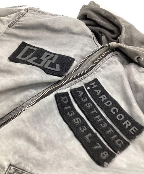 DIESEL（ディーゼル）DIESEL (ディーゼル) レイヤード ボンバージャケット グレー サイズ:Lの古着・服飾アイテム