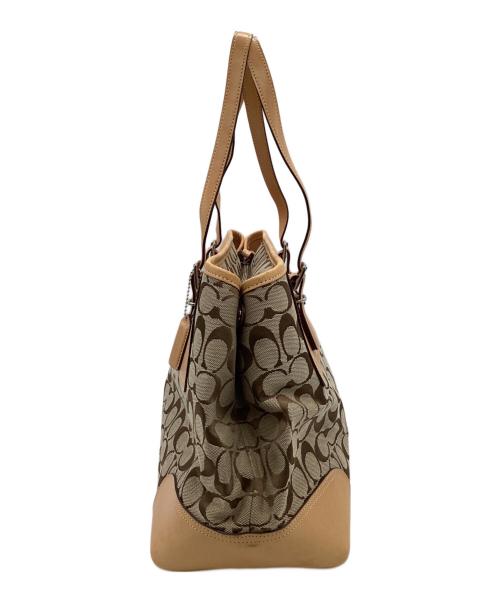 COACH（コーチ）COACH (コーチ) キャリーオール トートバッグ ベージュ×ナチュラルの古着・服飾アイテム