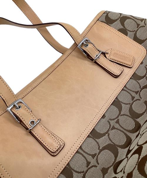 COACH（コーチ）COACH (コーチ) キャリーオール トートバッグ ベージュ×ナチュラルの古着・服飾アイテム
