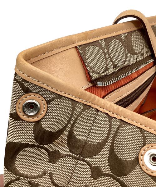 COACH（コーチ）COACH (コーチ) キャリーオール トートバッグ ベージュ×ナチュラルの古着・服飾アイテム