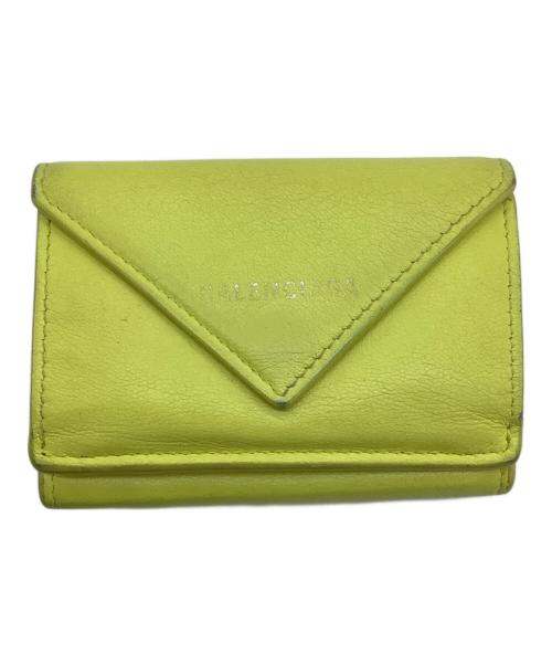 BALENCIAGA（バレンシアガ）BALENCIAGA (バレンシアガ) ペーパーミニウォレット 3つ折り財布 イエローの古着・服飾アイテム