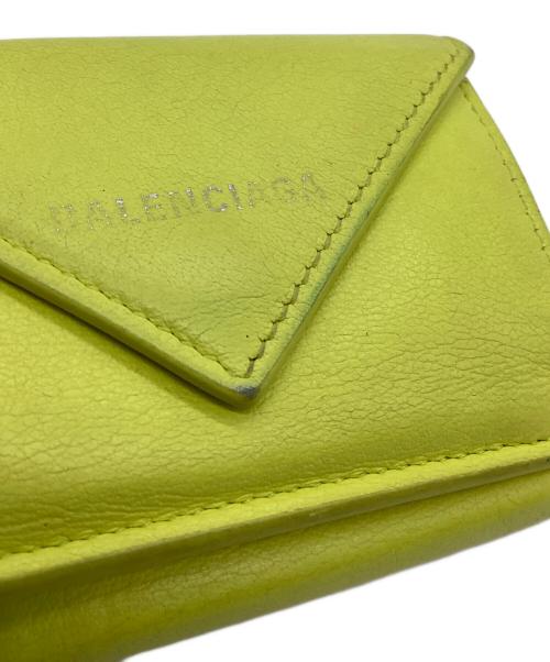 BALENCIAGA（バレンシアガ）BALENCIAGA (バレンシアガ) ペーパーミニウォレット 3つ折り財布 イエローの古着・服飾アイテム