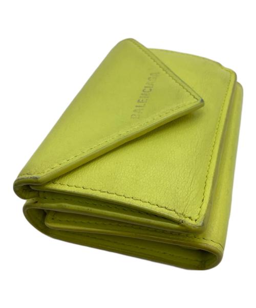 BALENCIAGA（バレンシアガ）BALENCIAGA (バレンシアガ) ペーパーミニウォレット 3つ折り財布 イエローの古着・服飾アイテム