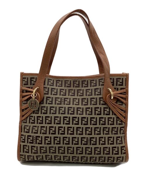 FENDI（フェンディ）FENDI (フェンディ) ハンドバッグ ベージュ×ブラウンの古着・服飾アイテム