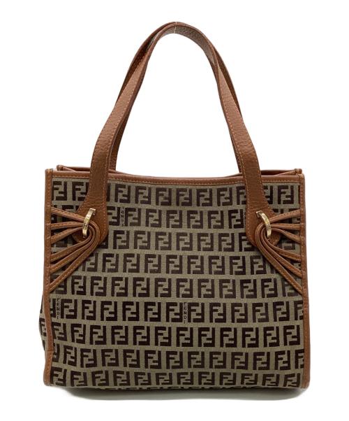 FENDI（フェンディ）FENDI (フェンディ) ハンドバッグ ベージュ×ブラウンの古着・服飾アイテム