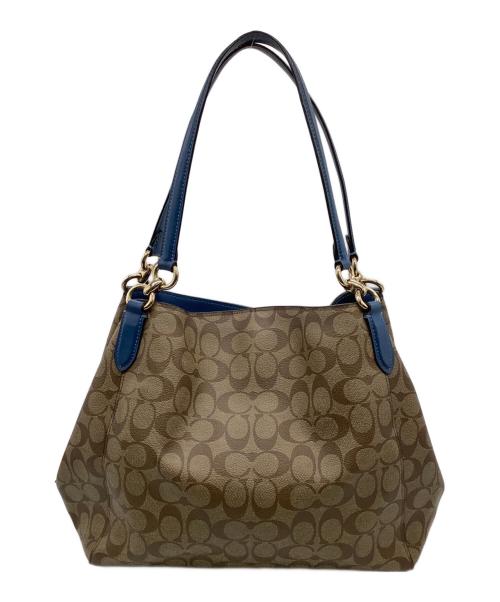 COACH（コーチ）COACH (コーチ) シグネチャー ショルダーバッグ ベージュ×ブルーの古着・服飾アイテム