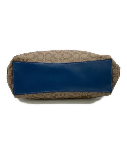 COACH（コーチ）COACH (コーチ) シグネチャー ショルダーバッグ ベージュ×ブルーの古着・服飾アイテム