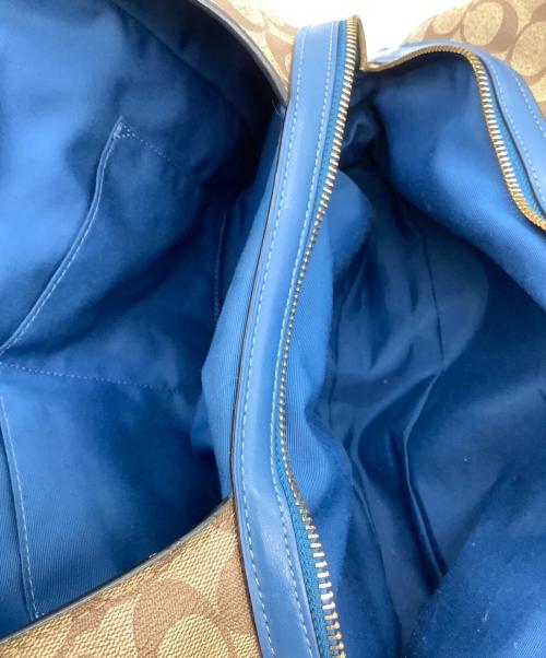 COACH（コーチ）COACH (コーチ) シグネチャー ショルダーバッグ ベージュ×ブルーの古着・服飾アイテム