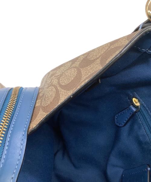 COACH（コーチ）COACH (コーチ) シグネチャー ショルダーバッグ ベージュ×ブルーの古着・服飾アイテム