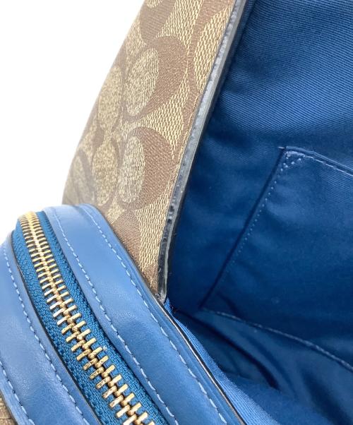 COACH（コーチ）COACH (コーチ) シグネチャー ショルダーバッグ ベージュ×ブルーの古着・服飾アイテム