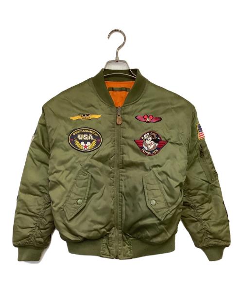 DISNEY（ディズニー）DISNEY (ディズニー) MA-1ジャケット カーキ サイズ:L（実寸値をご確認下さい）の古着・服飾アイテム