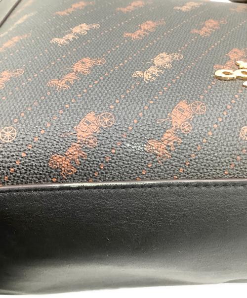 COACH（コーチ）COACH (コーチ) ホース アンド キャリッジ ドットプリント トートバッグ ブラック×ブラウンの古着・服飾アイテム