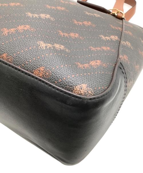 COACH（コーチ）COACH (コーチ) ホース アンド キャリッジ ドットプリント トートバッグ ブラック×ブラウンの古着・服飾アイテム