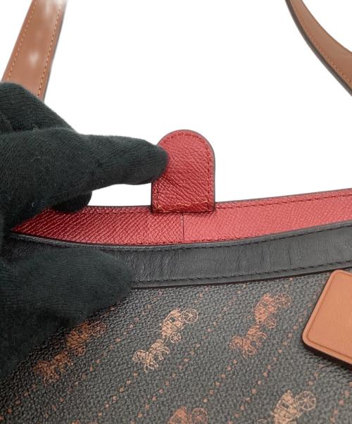 COACH（コーチ）COACH (コーチ) ホース アンド キャリッジ ドットプリント トートバッグ ブラック×ブラウンの古着・服飾アイテム