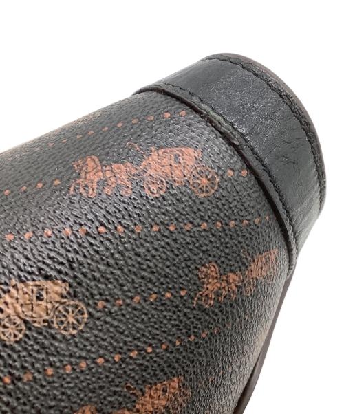 COACH（コーチ）COACH (コーチ) ホース アンド キャリッジ ドットプリント トートバッグ ブラック×ブラウンの古着・服飾アイテム