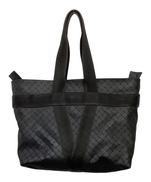 BOTTEGA VENETA（ボッテガベネタ）BOTTEGA VENETA (ボッテガベネタ) ニューラバーイントレチャートトートバッグ ブラックの古着・服飾アイテム