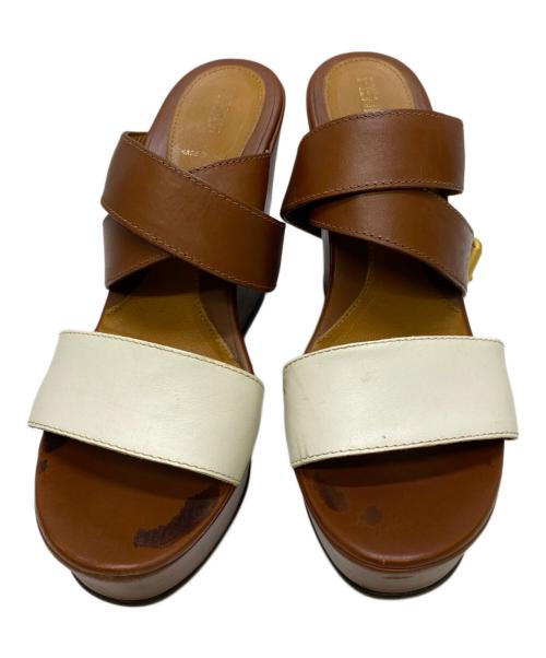 FENDI（フェンディ）FENDI (フェンディ) ウェッジソールサンダル ブラウン サイズ:38の古着・服飾アイテム