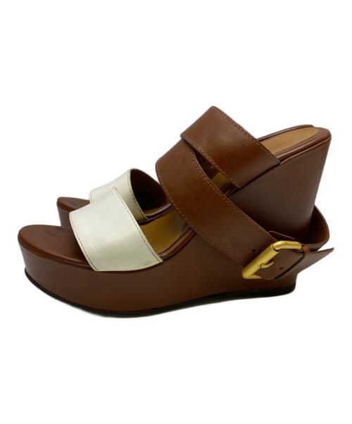 FENDI（フェンディ）FENDI (フェンディ) ウェッジソールサンダル ブラウン サイズ:38の古着・服飾アイテム