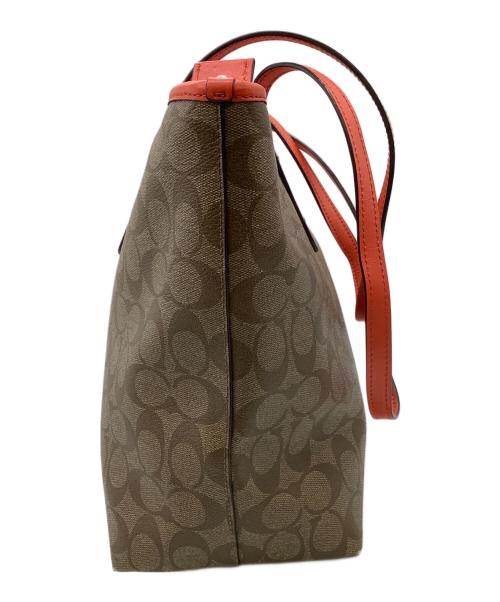 COACH（コーチ）COACH (コーチ) シグネチャー トートバッグ ベージュ×オレンジの古着・服飾アイテム