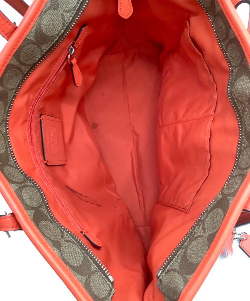 COACH（コーチ）COACH (コーチ) シグネチャー トートバッグ ベージュ×オレンジの古着・服飾アイテム