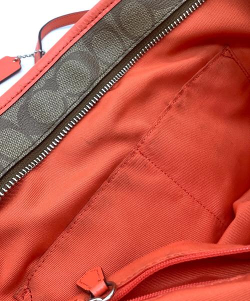 COACH（コーチ）COACH (コーチ) シグネチャー トートバッグ ベージュ×オレンジの古着・服飾アイテム