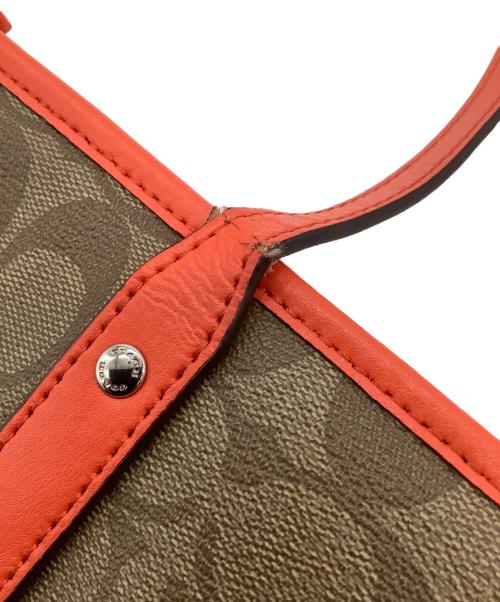COACH（コーチ）COACH (コーチ) シグネチャー トートバッグ ベージュ×オレンジの古着・服飾アイテム