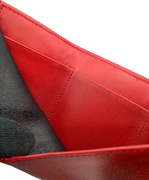 Saint Laurent Paris（サンローランパリ）Saint Laurent Paris (サンローランパリ) Vステッチ コンパクトウォレット レッドの古着・服飾アイテム