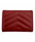 Saint Laurent Paris (サンローランパリ) Vステッチ コンパクトウォレット レッド：14000円