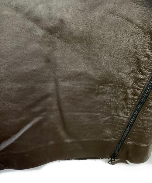 Jean Paul Gaultier homme（ジャンポールゴルチェオム）Jean Paul Gaultier homme (ジャンポールゴルチェオム) レザー切り替えニット ブラウン サイズ:48の古着・服飾アイテム