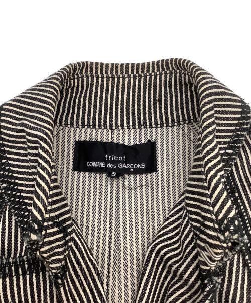 tricot COMME des GARCONS（トリココムデギャルソン）tricot COMME des GARCONS (トリココムデギャルソン) ヒッコリーコート ブラック×アイボリー サイズ:Sの古着・服飾アイテム