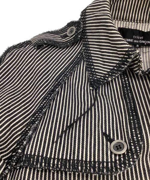 tricot COMME des GARCONS（トリココムデギャルソン）tricot COMME des GARCONS (トリココムデギャルソン) ヒッコリーコート ブラック×アイボリー サイズ:Sの古着・服飾アイテム
